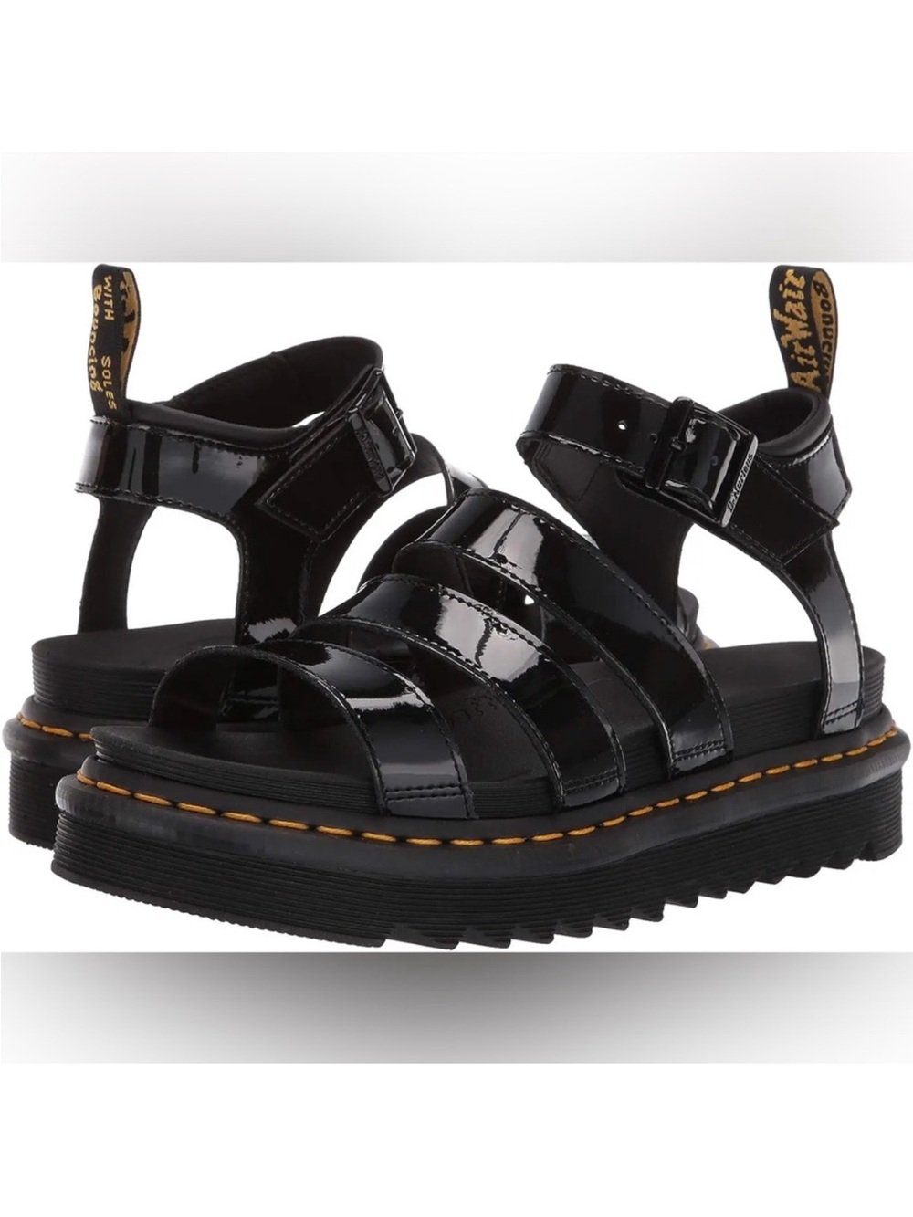 Dr. Martens Blaire Black Patent Leather Sandals Size 7 - Picture 2 of 7